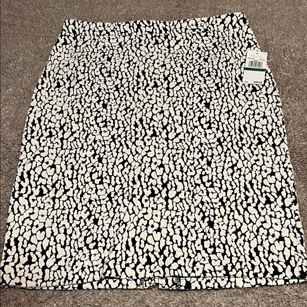 MICHAEL Michael Kors Navy and White Printed Pencil Skirt